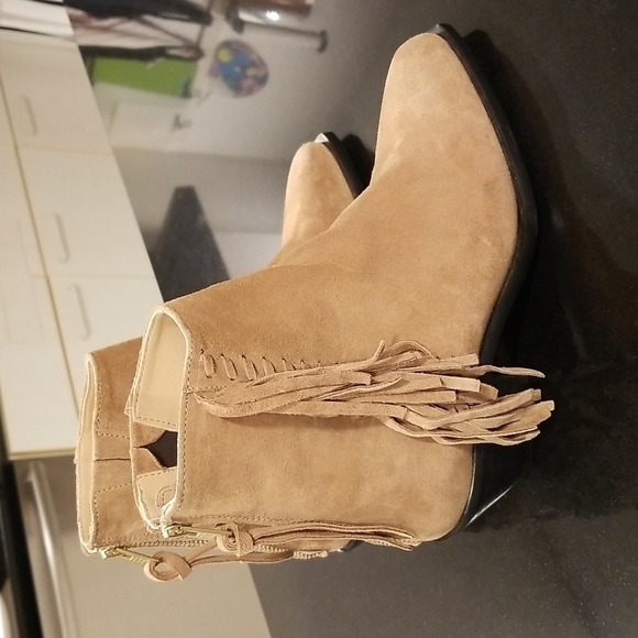 💕ALLSAINTS💕 Layla Suede Fringe Boots ~ Cognac Sand Brown ~ 38 NWT (No Box) - Picture 9 of 16